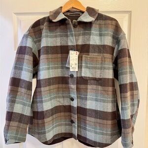 NWT Uniqlo Brown and Gray Checkered Oversized Jacket Medium